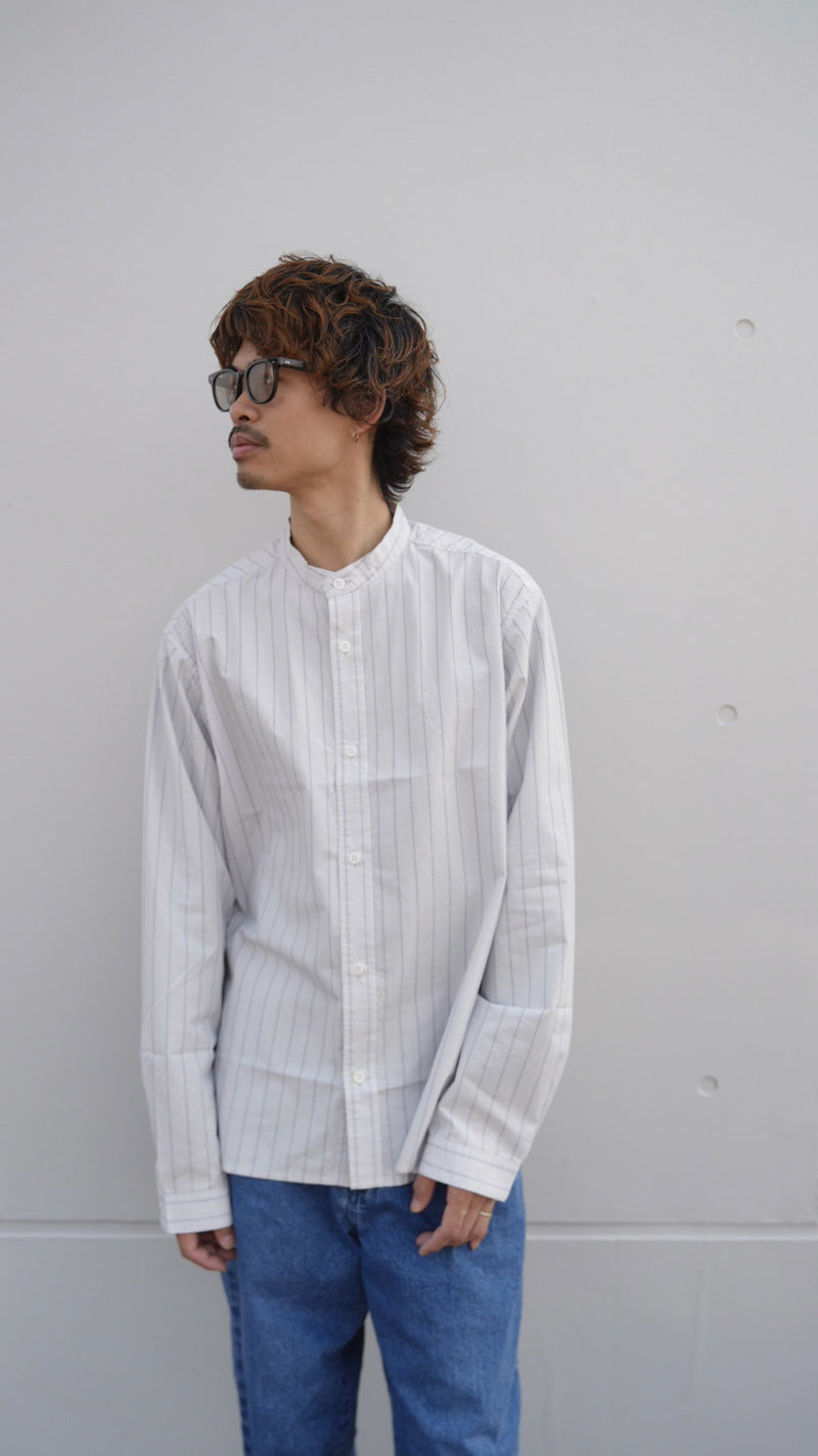 【2024 spring 最新作】Stripe over shirts(ストライプオーバーシャツ/ライトグレー)