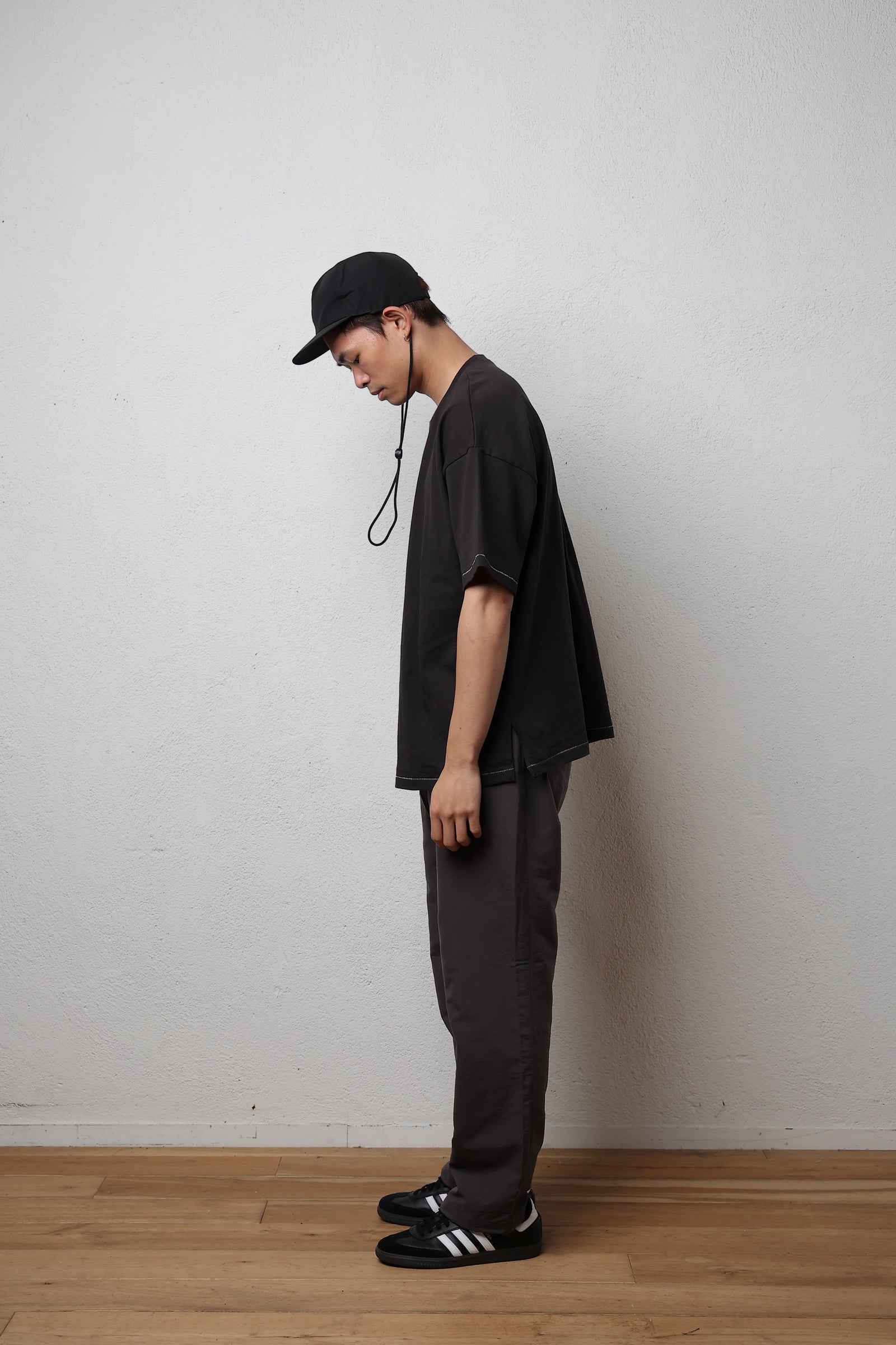 ■DAKS ソリッド素材配色7分丈袖Tシャツ prit｜7分袖 クルーネックビッグポケットワイドプルオーバー