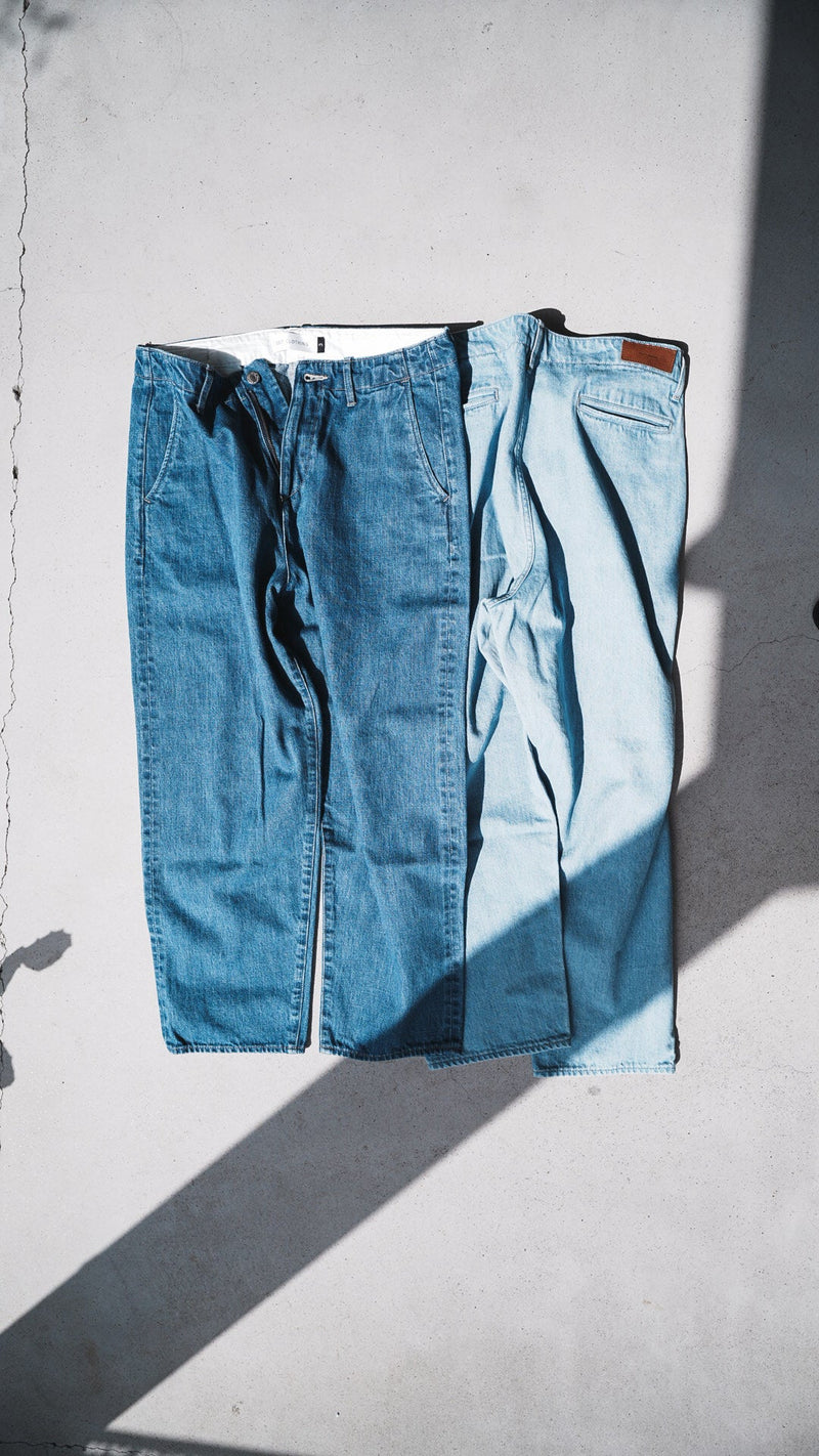 【SAMPLE SALE!! 2023 S/S商品】日常のAKAMIMI denim slacks(日常の赤耳デニムスラックス)のコピー