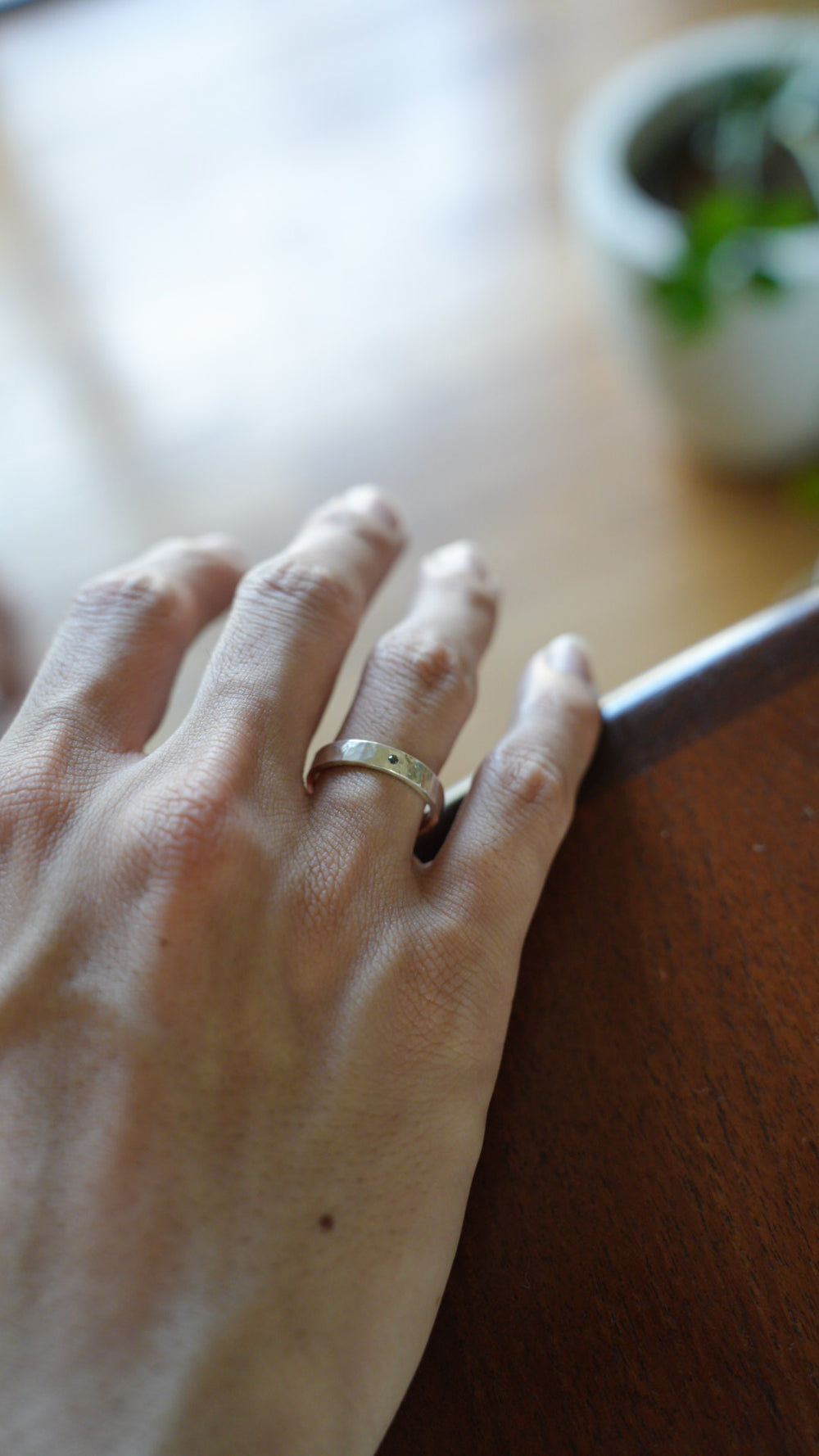指輪・リング Silver Combination Texture Oval Shape Hammered Surface Ring Silver Combination Texture Oval Shape Hammered Surface Ring