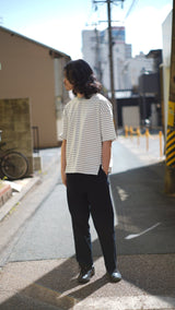 【SAMPLE SALE!! 2023S/S商品】Border finegauge tee（ボーダーファインゲージT/サックス×ホワイト）