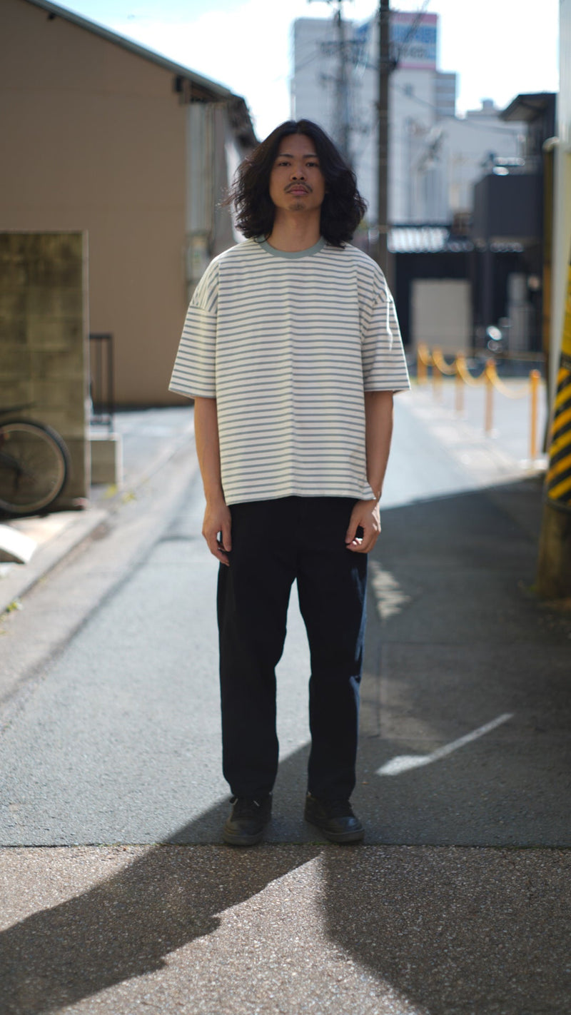 【SAMPLE SALE!! 2023S/S商品】Border finegauge tee（ボーダーファインゲージT/サックス×ホワイト）
