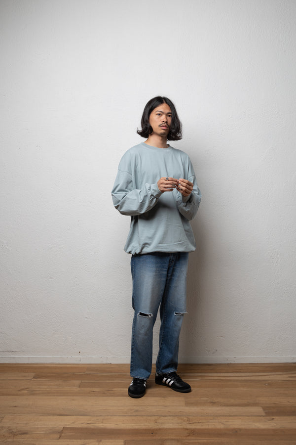 【2023A/W 最新作】Finegauge puf L/S（ファインゲージパフロングスリーブ/サックス）