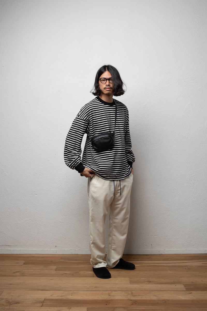 【2023A/W 最新作】Finegauge puf L/S（ファインゲージパフロングスリーブ/ブラック×ホワイト）